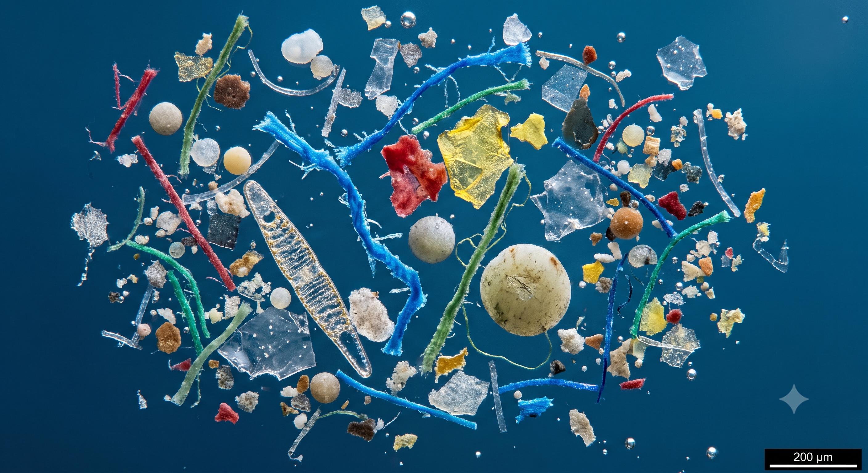 A plastic bottle drifting underwater